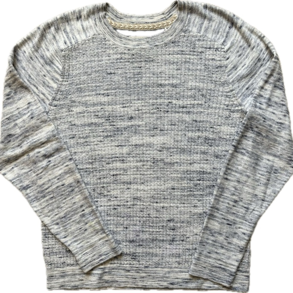 Borgo28 Cotton Cashmere Wool Blue & White Marled Crewneck Sweater Size Medium